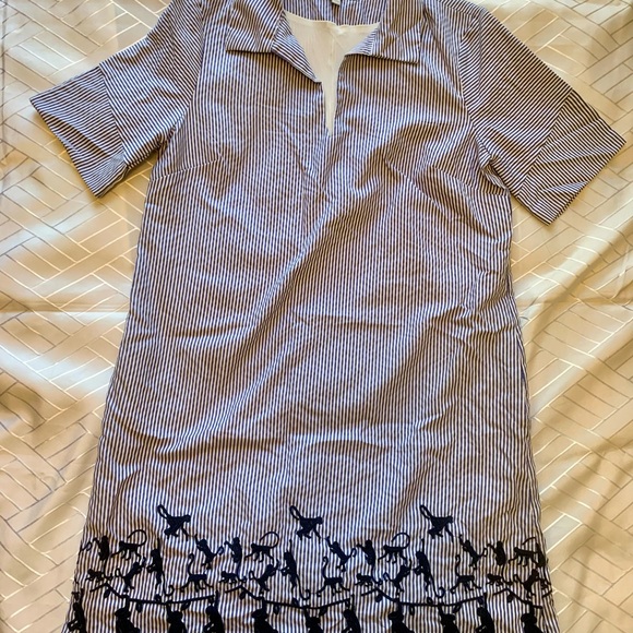 Nicole Miller Studio designer seersucker stripes embroidered monkey sheath dress - Picture 4 of 6